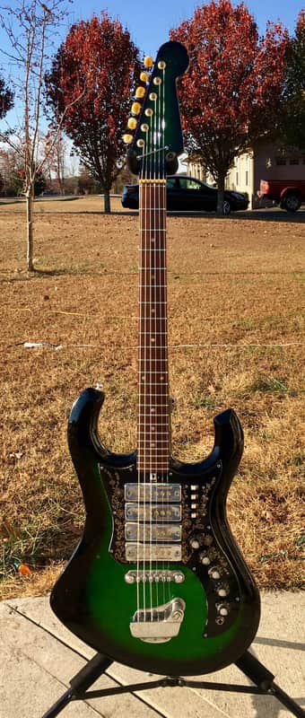 Vintage Teisco Kimberly Apollo Green Burst 4 Pickup Version image 1