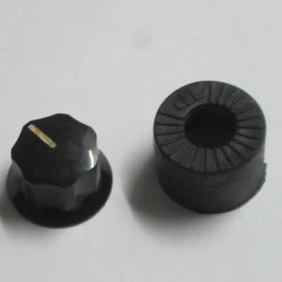 ONE litely relic'd MXR large (standard size) black plastic knob with white position line & dot, Push-On Style ECB134 (NO set screw) & ONE litely relic'd MXR Knob Cover (Foot Turner) ECB131 - from late 2000s image 10
