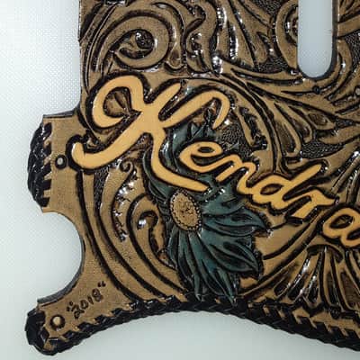 Fender Telecaster Leather Pickguard hand tooled Sheridan style "Outlaw series " 2019 classic image 11