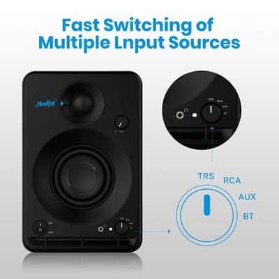 3'' Studio Monitors Bookshelf Speaker (Pair) - 2.0 Stereo Powered Speakers Wooden Enclosure image 5