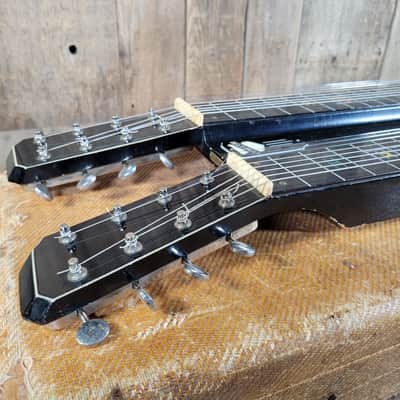 National Grand Console Doubleneck 8 String Lap Steel 1940 w/Tweed Case - Black image 8