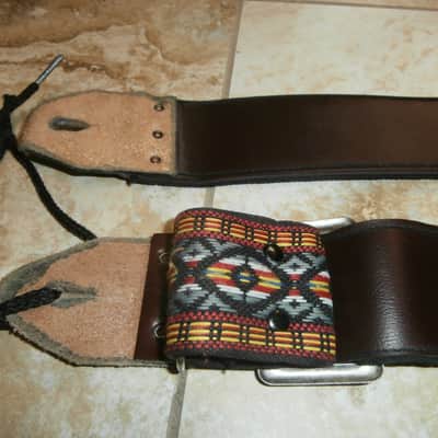 Vintage 1960's Ace-Style Guitar Strap! Grey, Yellow, Red Pattern! Metal Buckle! image 5