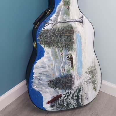 Juliana's Art Full of Love - Dreadnought Arch Top Guitar Case - "Snow" - a Tribute to Per-Olov Kindgren [2024] - Hand Painted Custom Artwork image 6