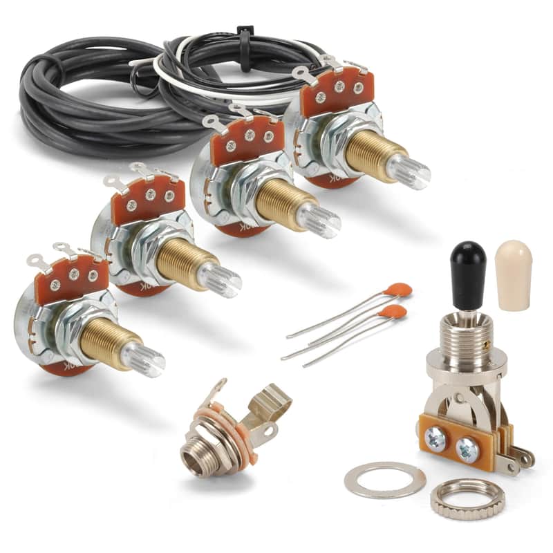 StewMac Wiring Kit for Gibson Les Paul Guitar, Long-shaft Pots, and Chrome Toggle Switch # 0133-LS image 1