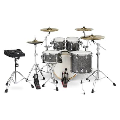 DW DWe 5pc Complete Electronic/Acoustic Drum Set w/Roland V51 Black Galaxy image 3