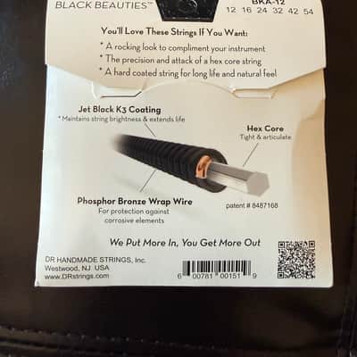DR BKA-12 K3 Black Beauties Acoustic Guitar Strings - Medium (12-54) 2010s - Black image 2