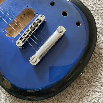 J&D Blue Mini Electric Guitar, Solid Basswood Body, Maple Neck Rosewood Fingerboard image 12