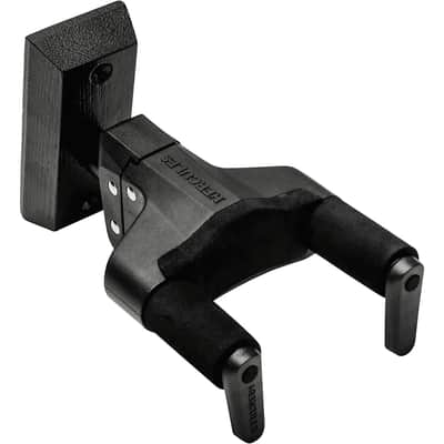 Hercules GSP38WB Auto Grip Short Arm Guitar Wall Hanger with Wooden Base 2010s - Black/Black image 1