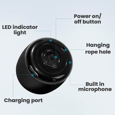Ultra Compact Bluetooth Speaker, Mini Wireless Stereo Speaker with Selfie Remote, Hands-Free Calling & Portable Design image 5