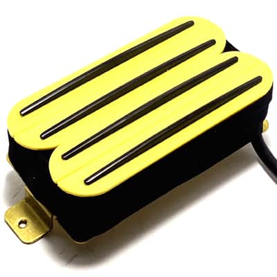 DFG Quad Rails Humbucker, Hot Four Blade Passive 23K Pickup for Bridge or Neck Use ~ Yellow w/ Black Rails image 1