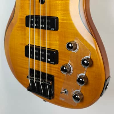 Yamaha TRBX604FM Flame Top 4 String Bass, 3-Band Active EQ , Matte Amber 2026 image 3