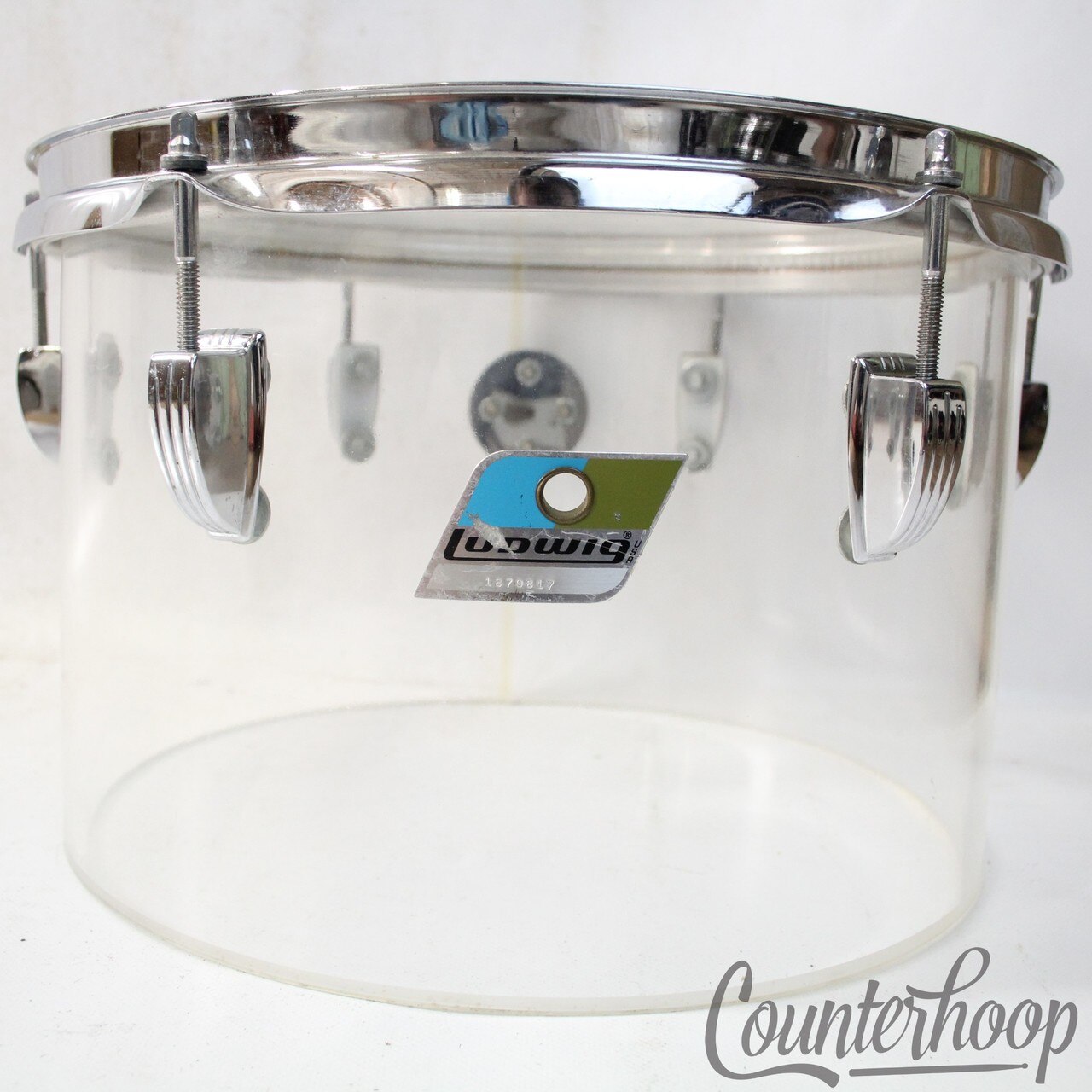 Ludwig 12x8" Vistalite Clear Concert Tom Drum Vintage 70s Blue/Olive Badge USA* — main photograph