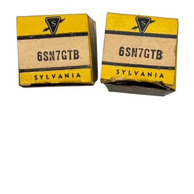 Sylvania Matched Pair Sylvania 6SN7GTB Chrome Top - 1956 Vintage NOS - USA 1956 - Black Plate image 1