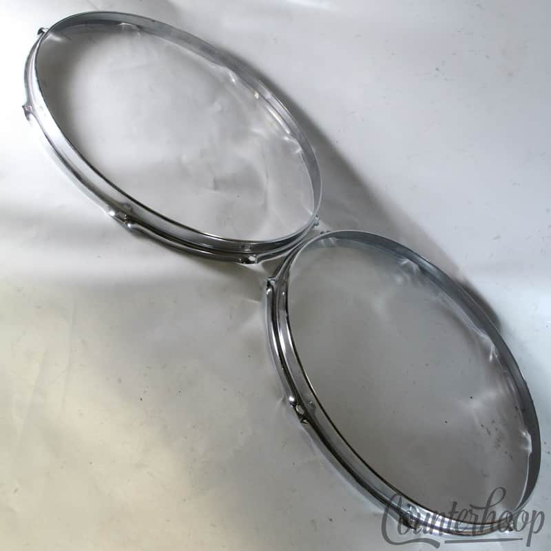 Slingerland 2x 16" Floor Tom Drum Rims/Hoops 8Lug Stick-Saver Chrome Vintage 80s image 1