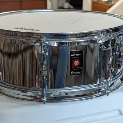 1970S Premier 5x14 Olympic Steel Snare Drum, Chrome, New Heads Snare Wire & Lugs. image 1