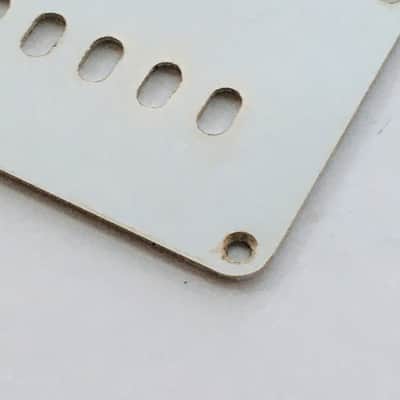 Lefty Genuine Fender Guitar Relic Strat Back Plate Tremolo Cover 1-ply Off White image 3