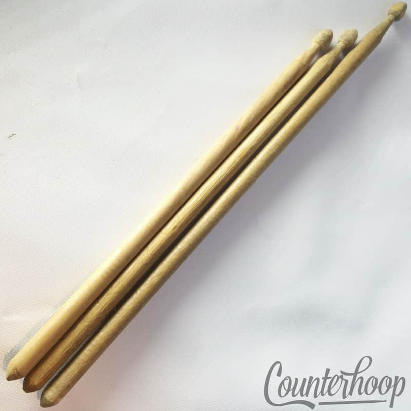Early American Children's Drum Sticks Hand Carved Unique Solid Wood 3x Set USA image 1