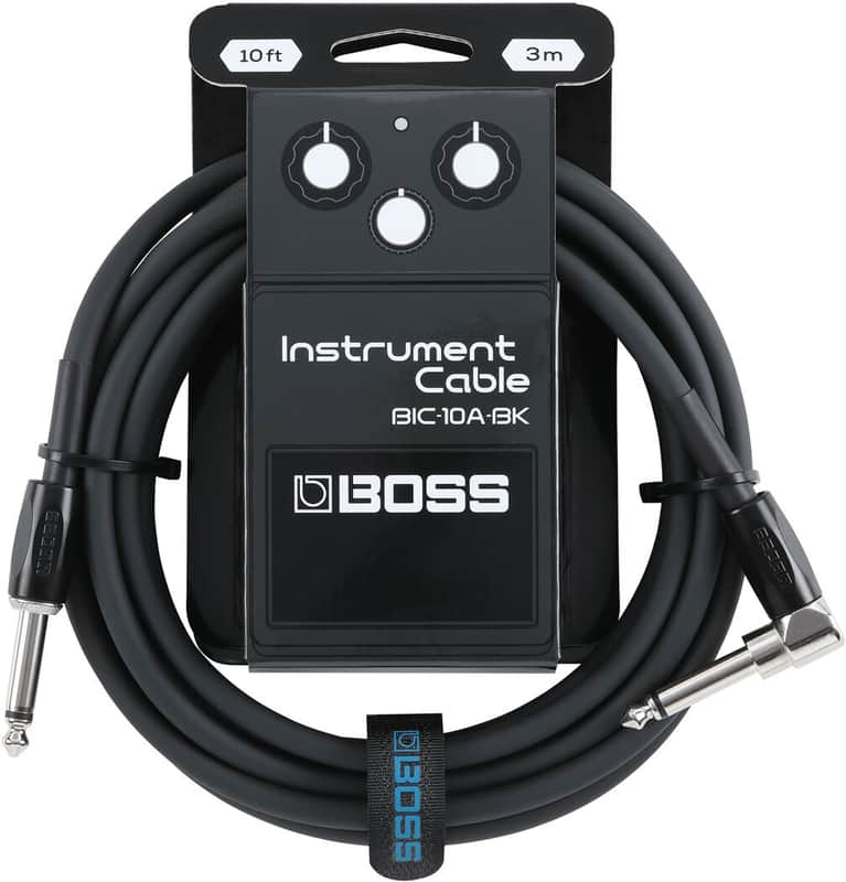Boss 10ft/3m Instrument Cable Black, Straight/Angled image 1