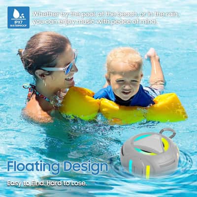 Portable Waterproof Bluetooth Speaker with RGB Lights, Floating Design, Built-In Microphone, 24-Hour Playtime & TWS Stereo for Shower, Pool, Beach and Outdoor Use image 5