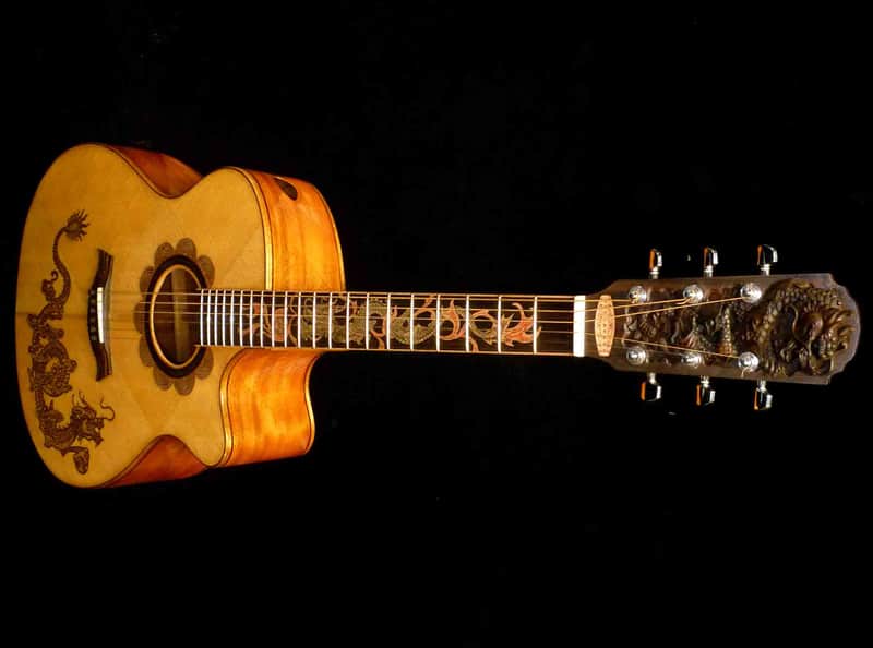 Blueberry Handmade Jumbo Acoustic Guitar Dragon Motif image 1