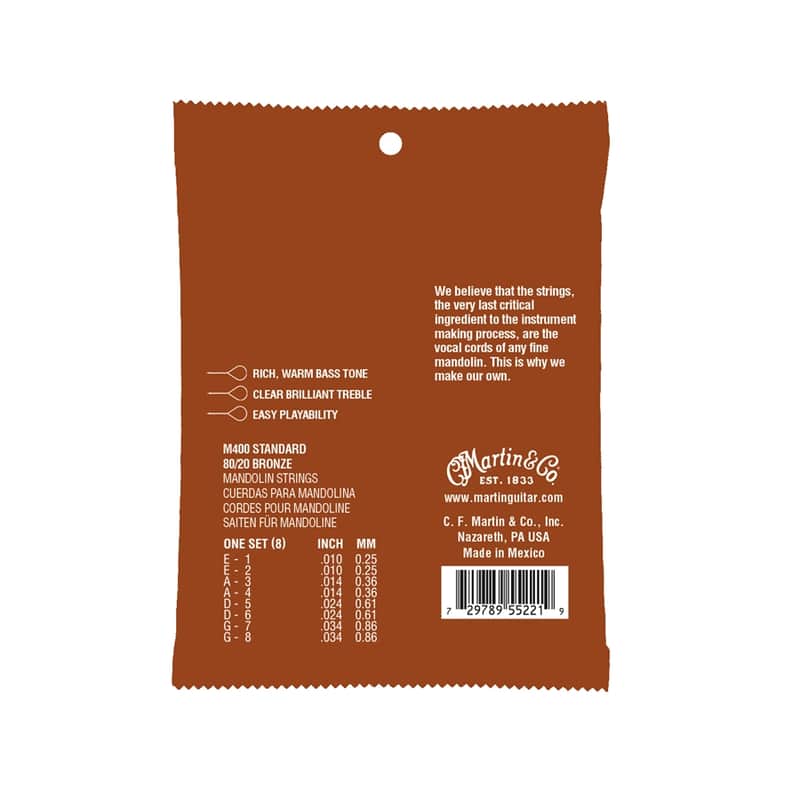C.F. Martin & Co. M400 Mandolin Strings Standard 80/20 Bronze image 1