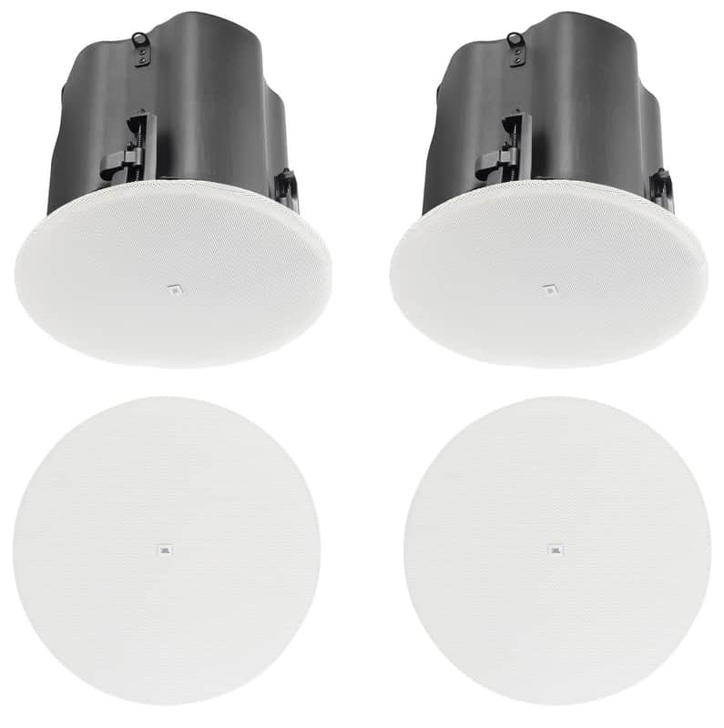 (2) JBL Control 416C/T 6.5" Commercial 70v Ceiling Speakers+Round White Grilles image 1