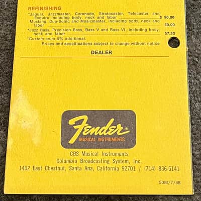 Fender Price List Pamphlet 1968 image 3