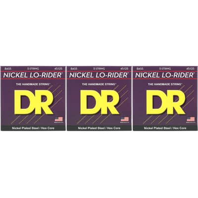 DR Strings NMH5-45 Nickel Lo-Rider Bass Guitar Strings - .045-.125 Medium (3-Pack) image 1