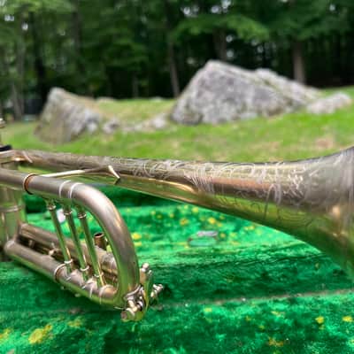 1922 Buescher True Tone Trumpet — Nickel/Silver w/ Engraved Bell — Original Case & Mouthpiece — Freshly Serviced image 12