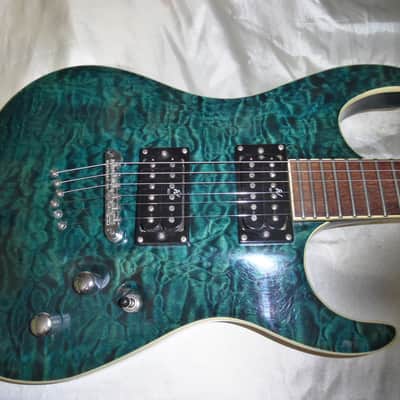 Washburn X-50 Q -Guitars4cancer- Neck-thru body, Quilted Maple Top, Trans Blue, Bound, Buzz Felten image 3