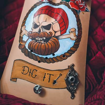 MADE TO ORDER - HANDMADE - Death Tattoo 3 strings Shovel Guitar 2023 - Black image 9