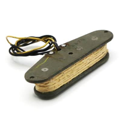 1978 Fender Telecaster Bass Pickup Rare Tele Staggered 4 Pole Piece White Cloth Gray Bobbin Yellow Black Plastic Wire Precision P Bass (#3 - 122378 - 7.87) image 7