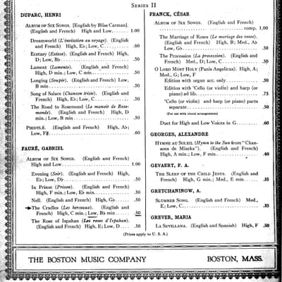 Songs with Piano Accompaniment by European Composers with translation Rachmaninov LILACS, Faure Gabriel The Cradles Vintage Music Sheets image 3