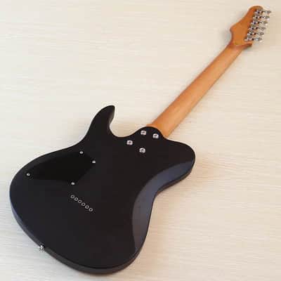 Custom Black Burl Wood Top Electric Guitar, Okoume Wood Body, Roasted Maple Neck image 6
