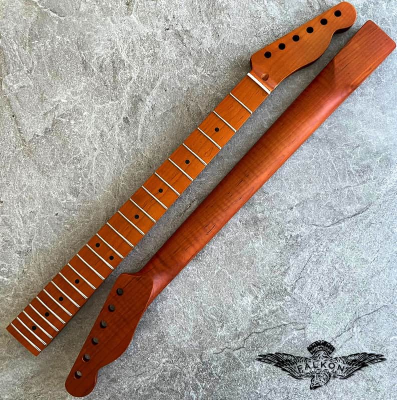 Telecaster electric guitar Neck Roasted Flame Maple 22 fret TL image 1