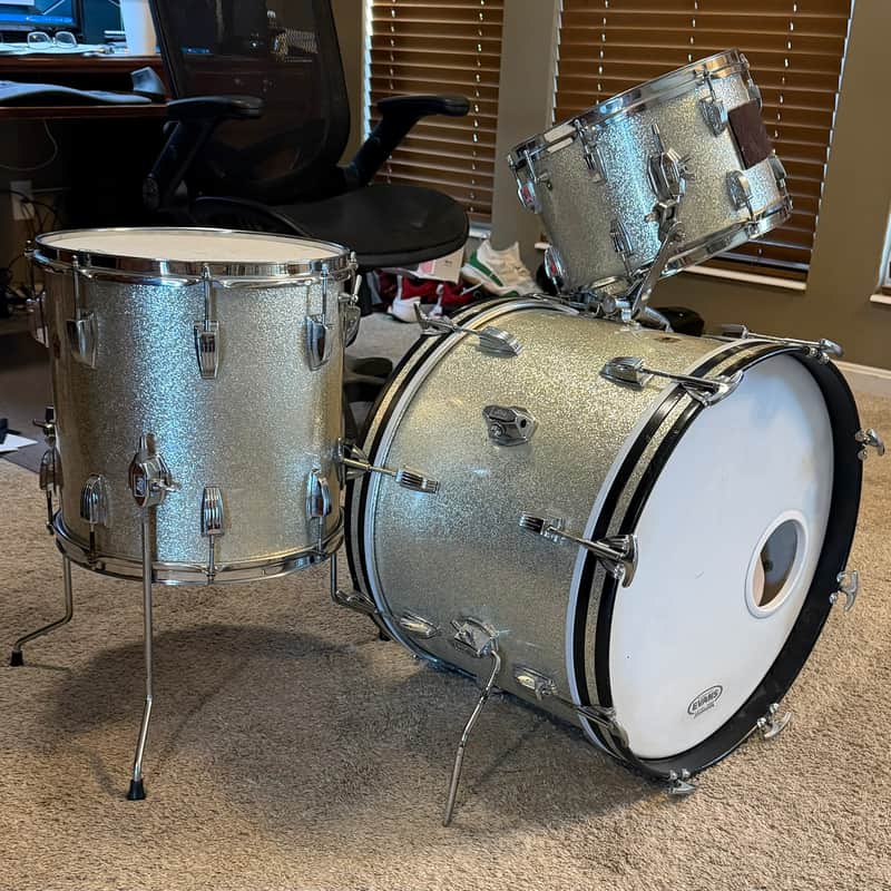 1967 Ludwig Downbeat with ALL ORIGINAL hardware in Silver Sparkle. image 1