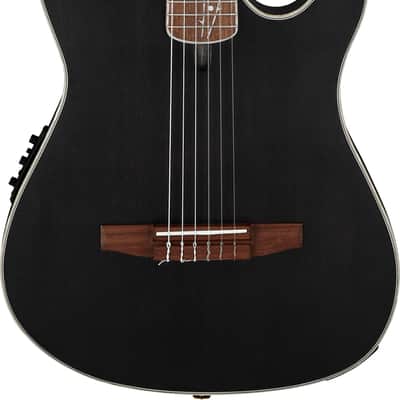 Ibanez TOD10N Tim Henson Signature Thinline Acoustic-Electric Classical Guitar, Solid Spruce Top, Transparent Black Flat