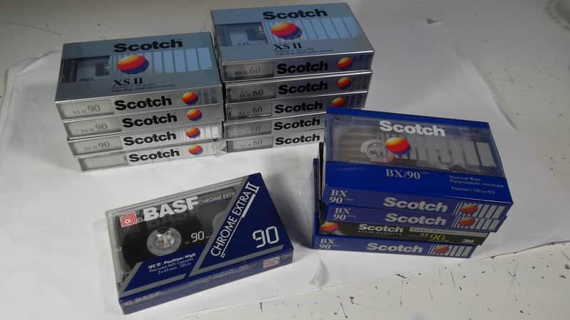 4-Scotch XS 90, 4-Scotch XS 60, 1-BASF (CR02) Type II High Bias and 4-Scotch BX-90 Normal Type I Total of 13 1980's NOS Sealed Cassette Tapes image 1