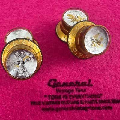 General Vintage Tone  CAB Aged reflector gold knobs for Les Paul ® ES ®  Gold Cellulose acetate image 6