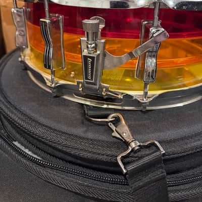 Vintage 1970s Ludwig Vistalite Tequila Sunrise 5-Piece Drum Kit w/ Matching Snare, Blue & Olive Badges, Cases, Tivoli Lighting System image 8