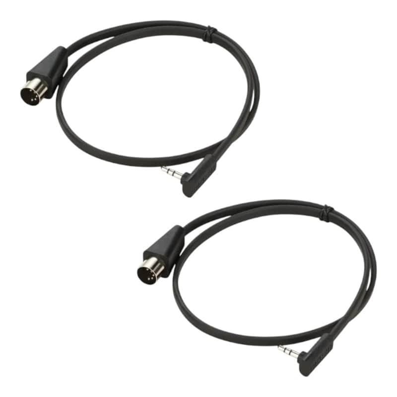 RockBoard Flat MIDI Type A TRS 3.5mm to 5-pin 30 cm 12 in, Black 2-PACK image 1