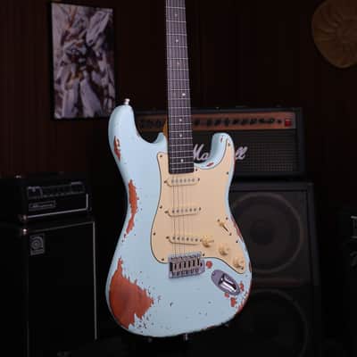 Dhatarattha SSS Strat-Style – Surf Blue Nitro Relic image 6