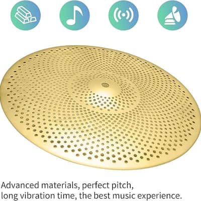 Cymbal Pack Golden Low Volume Cymbal Pack 14"/16"/18"/20" 5Pcs Drummer Practice Cymbal image 2