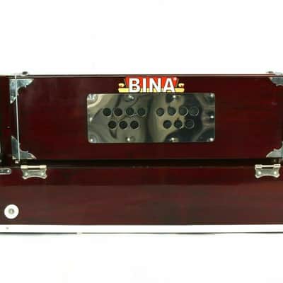 Handmade Harmonium With Padded Bag Original Bina Brand Professional 9 Stopper Portable - Natural image 8
