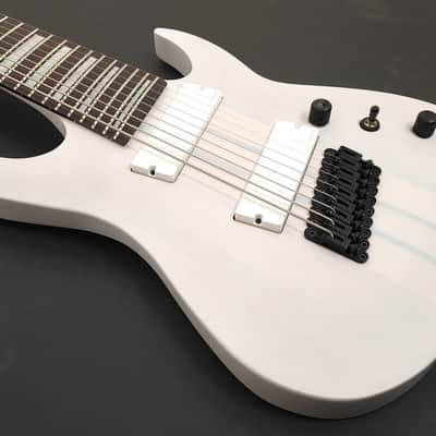 AGILE 9 String Fan Fret Electric Guitar Pendulum Pro 92528 EB EMG-X White Satin image 5