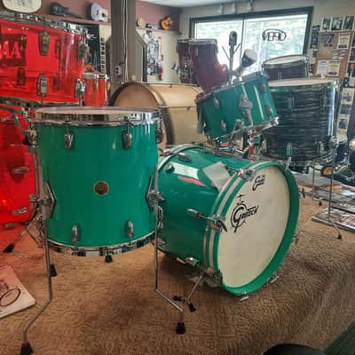 Gretsch 3pc Broadkaster Vintage Bop Kit Satin Sea Foam Green image 9