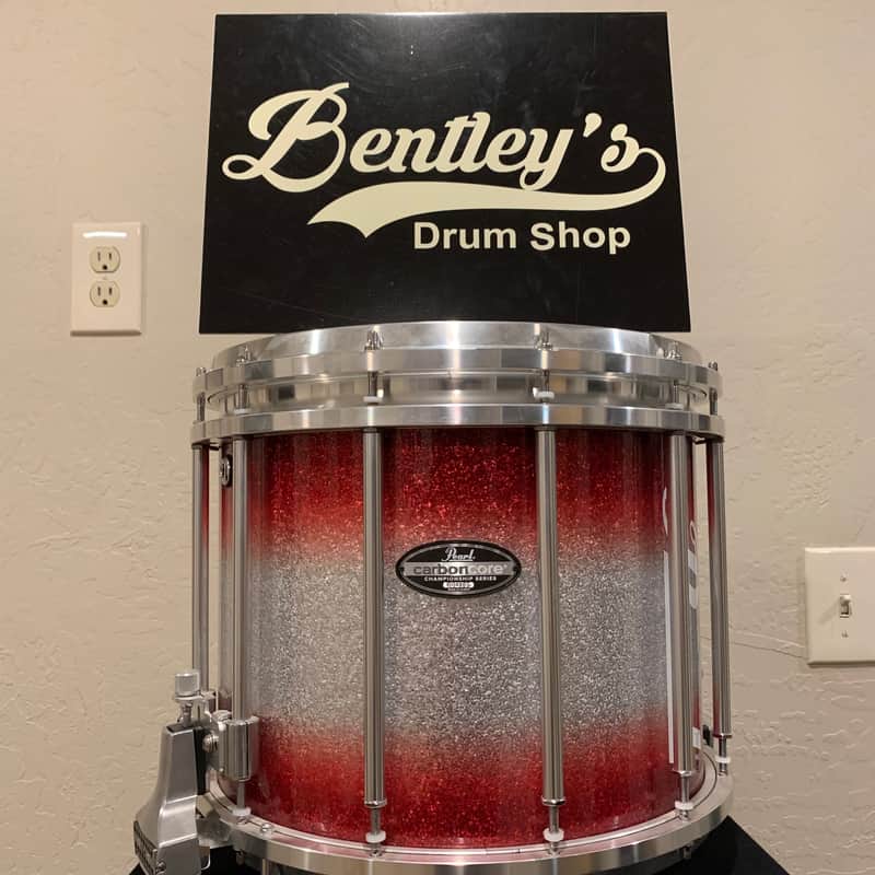~WOW!~ Pearl Championship CarbonCore 12x14" Marching Snare Drum in Red and White Sparkle Burst (Rm4) image 1