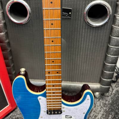 Flight Pathfinder baritone ukulele solid body  2020s - Transparent blue tiger wood image 3