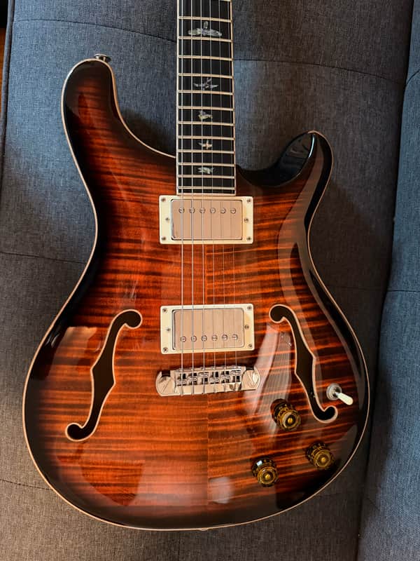 PRS SE HOLLOWBODY II PIEZO ORANGE TIGER SMOKEBURST, MINT, UPGRADED TUNERS!