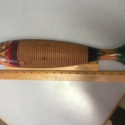 GILB Vintage Fish-Shape Guiro 1970's-Natural Painted Finish Gloss. Sale Benefits Music Education Nonprofit! image 2